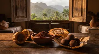 Bolas de cacao artesanal y chocolate de Baracoa, Cuba