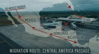 Map showing the migration route from Cuba to the United States through Nicaragua and Central America