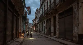 Empty streets of Havana during the fuel crisis, no cars or public transportation visible