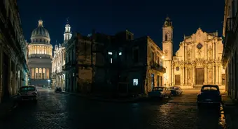 Dark streets in a Cuban city during a massive blackout
