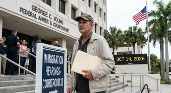Cuban migrant attending immigration court hearing in Orlando