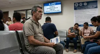 Cuban asylum seeker waiting for work authorization document at immigration office
