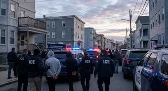 ICE officers arresting Cuban migrants with criminal records at dawn