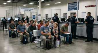 ICE enforcement operation at immigration detention center with Cuban migrants