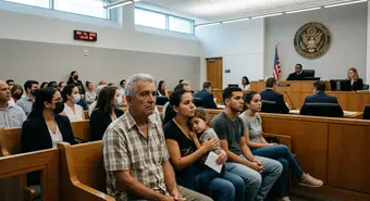 Cuban migrants in Miami federal courthouse during historic trial