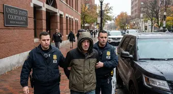 ICE officers detaining a Cuban immigrant in Boston