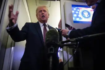 Donald Trump on Air Force One talking about the situation in Cuba