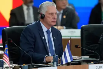 Cuban President Miguel Díaz-Canel at press conference