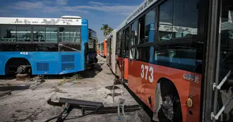 Crowded bus stop in Havana during the transport crisis