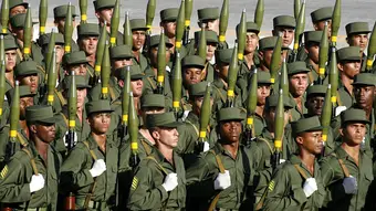 Cuban soldiers in military preparation exercises