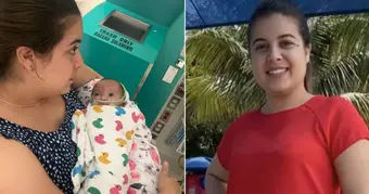 Doctora cubana Lázara Campo-Cabrera reunida con su hija de 15 meses tras ser liberada por orden judicial