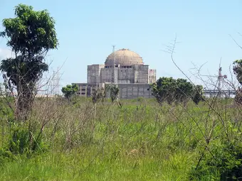 Thermal power plant in Cuba under a cloudy sky