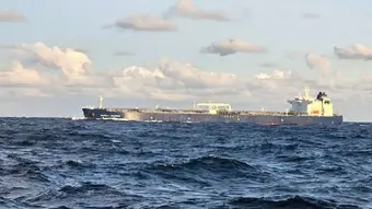 Oil tanker at sea representing fuel supply to Cuba