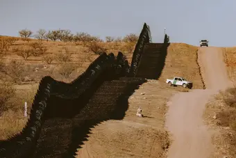 The border wall between the United States and Mexico in Nogales, Arizona, symbol of the immigration debate
