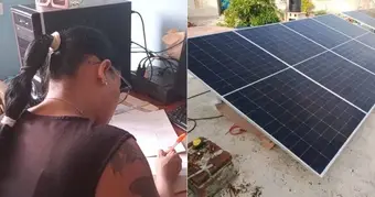 Solar panel installation on a rooftop in Cuba.