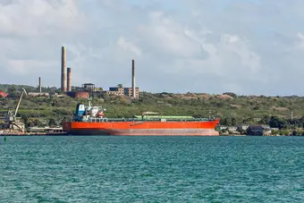 Oil tanker at sea transporting fuel to Cuba