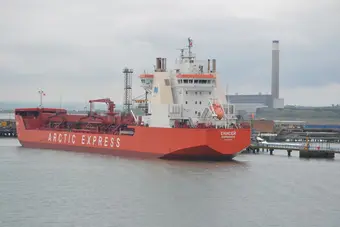 Russian oil tanker unloading crude in Matanzas Bay, Cuba.