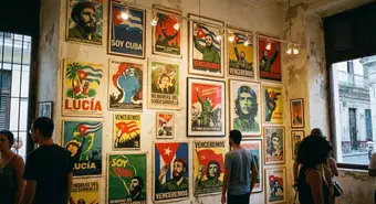Colección de carteles cubanos vintage con diseños coloridos en estilo serigráfico