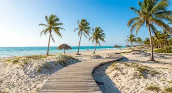 White sand beach with turquoise waters in Cuba's northern keys