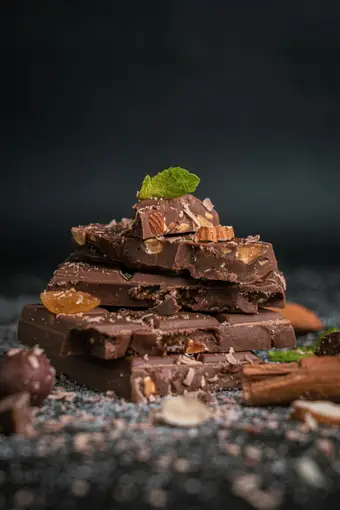 Dark chocolate chunks with almonds and spices. Photo: Unsplash