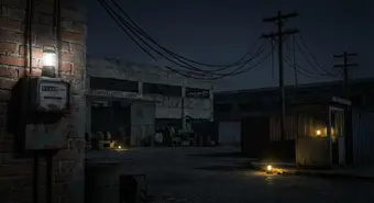 Cuban factory in darkness with disconnected power lines during the energy crisis