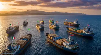 Flotilla of ships sailing through the Caribbean with humanitarian aid bound for Cuba