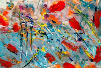Abstract painting with vibrant colors flowing like molten minerals. Photo: Pexels/Steve Johnson