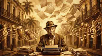 Homenaje artístico al poeta cubano Nicolás Guillén con elementos de poesía afrocubana